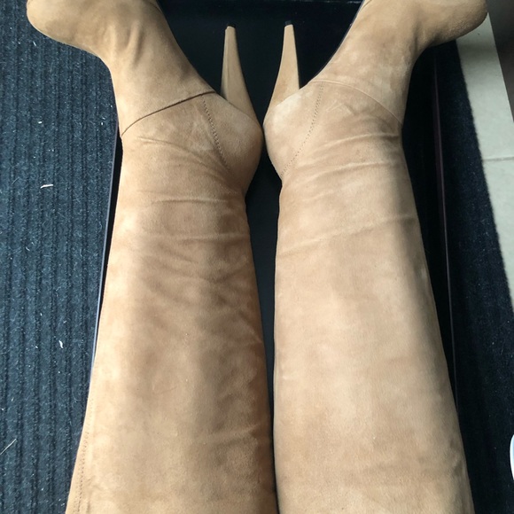 Moden Vintage beige suede high heel boots nib - Picture 3 of 9